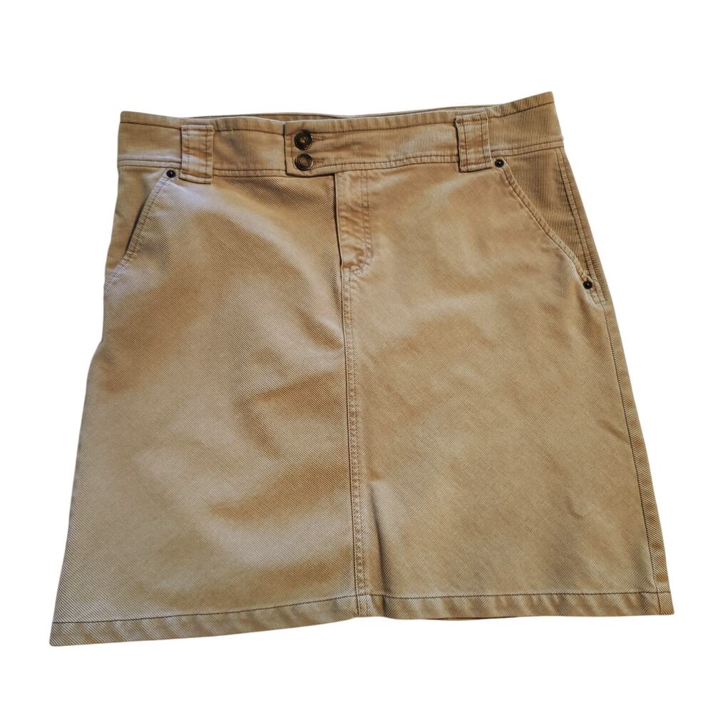 Gap Khaki Tan Corduroy Mini Skirt‎ 14 Stretch Y2K Preppy Casual